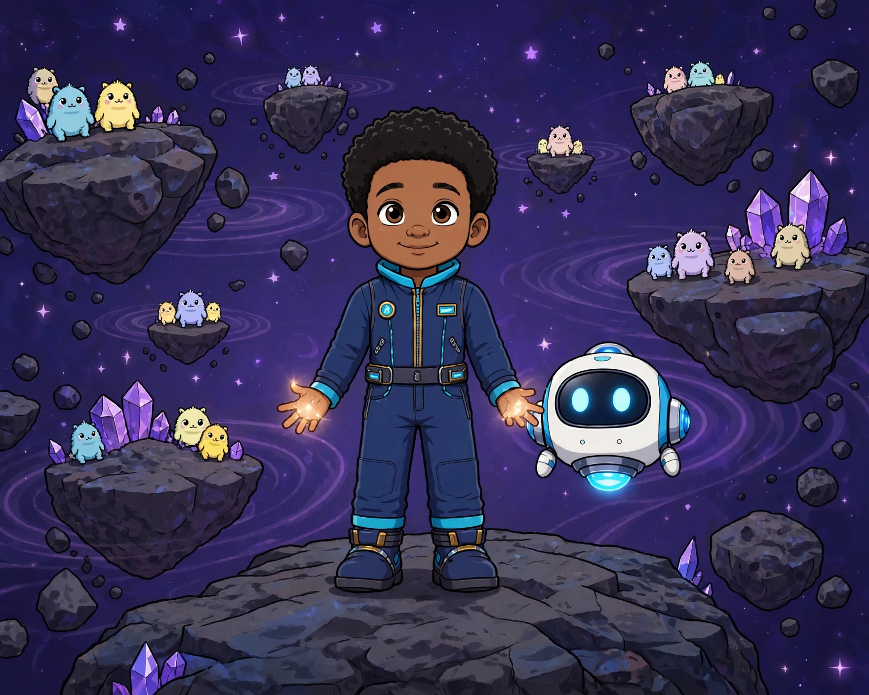 Outer Space in cartoon style